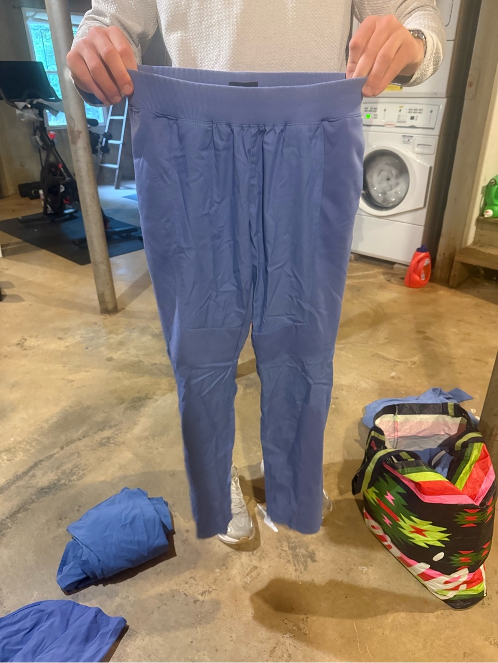 Jaanuu Lavender Blue Women's Stretch Joggers medium top, small bottoms
